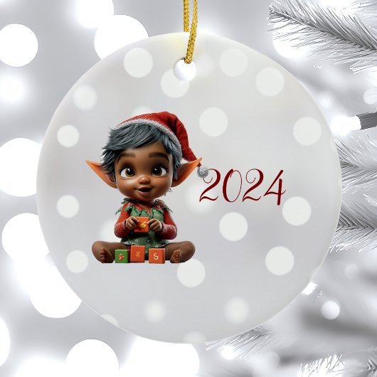 Doll Baby Christmas Elf Keramik Ornament