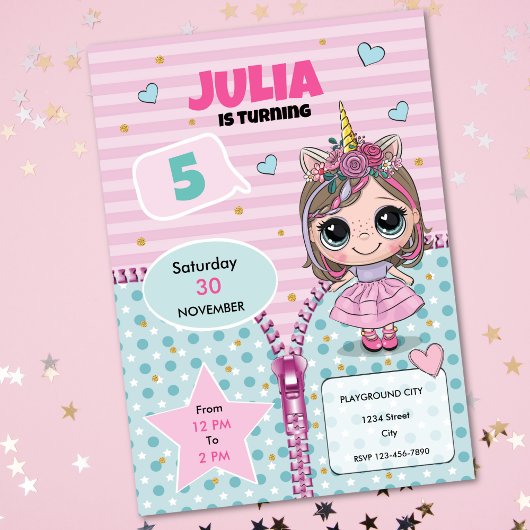 Doll Birthday Invitation Einladung