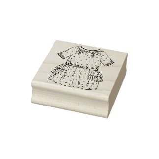 doll dress art stamp gummistempel