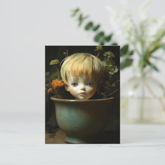 Doll Head Planter Postkarte (Stehend Vorderseite)