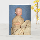 Doll in Christening Gown Greeting Card Karte (Gelbe Blume)