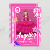 Doll Pink Birthday Invitation Einladung (Vorne/Hinten)