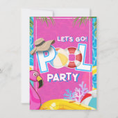 Doll Pink Fashion Pool Birthday Invitation Einladung (Rückseite)