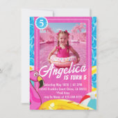 Doll Pink Fashion Pool Birthday Invitation Einladung (Vorderseite)