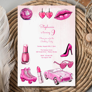 Doll pink girl fashion Geburtstagsparty Einladung