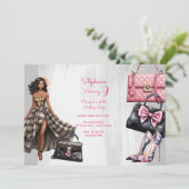 Doll pink girl fashion Geburtstagsparty Einladung (Stehend Vorderseite)