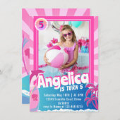 Doll Pink zum Geburtstag Einladung (Vorne/Hinten)