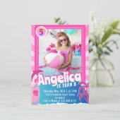 Doll Pink zum Geburtstag Einladung (Stehend Vorderseite)