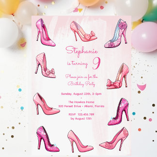 Doll rosa High Heels Mädchen Geburtstagsparty Einladung