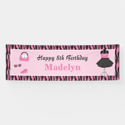 Doll Up Fashion Show Girls Geburtstagsparty Banner (Horizontal)