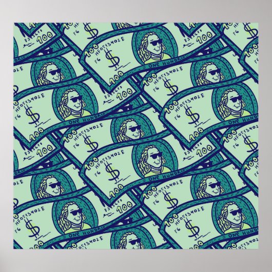 Dollar-Banknoten: Nahtloses Geldmuster Poster (Vorne)