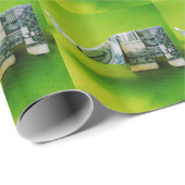 Dollar-Bill Origami Elephant auf grünem Hintergrun Geschenkpapier (Rolleneckpunkt)