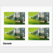 Dollar-Bill Origami Elephant auf grünem Hintergrun Rechteckiger Aufkleber (Blatt)