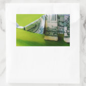 Dollar-Bill Origami Elephant auf grünem Hintergrun Rechteckiger Aufkleber (Tasche)