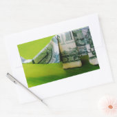 Dollar-Bill Origami Elephant auf grünem Hintergrun Rechteckiger Aufkleber (Umschlag)