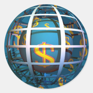 Dollar Globe Runder Aufkleber