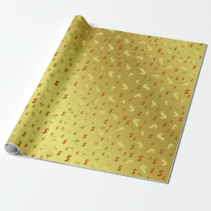 Dollar, Gold, Blatt, Blätter, Muster, modern, Geschenkpapier