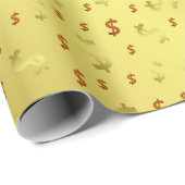 Dollar, Gold, Blatt, Blätter, Muster, modern, Wrap Geschenkpapier (Rolleneckpunkt)
