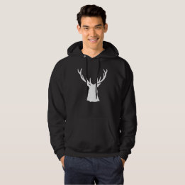 Dollar-Hirsch-Kopf-Geweih-Silhouette-Weiß-Rotwild Hoodie
