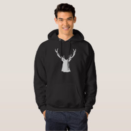 Dollar-Hirsch-Kopf-Geweih-Silhouette-Weiß-Rotwild Hoodie