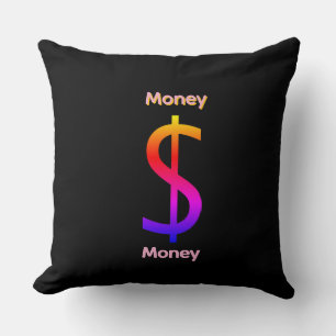 Dollar $ign Geld Logo Regenbogen Schwarz Kissen