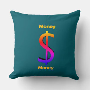 Dollar $ign Geld Logo Regenbogen Türkis Kissen