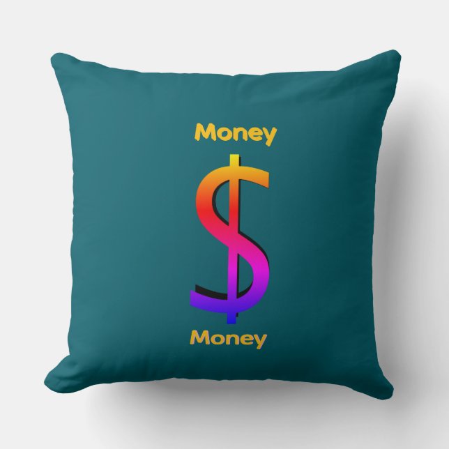 Dollar $ign Geld Logo Regenbogen Türkis Kissen (Vorderseite)