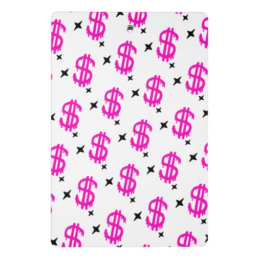 Dollar Is My Sign – Hot Pink Hustle Design Mini Klemmbrett (Rückseite)