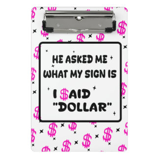 Dollar ist mein Zeichen – Hot Pink Hustle Design Mini Klemmbrett