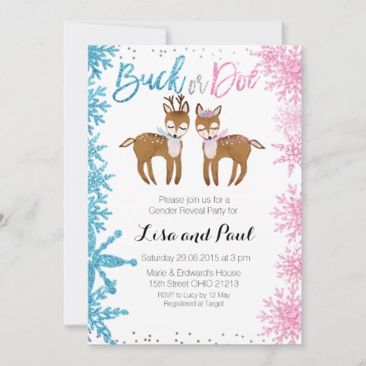 Dollar-oder Damhirschkuh-Geschlecht decken Einladung (Vorderseite)