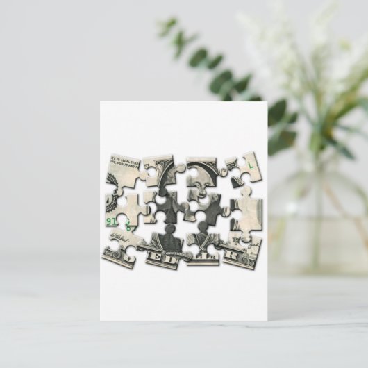 Dollar-Puzzle Postkarte (Stehend Vorderseite)