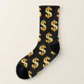 Dollar Sign Gold Black Fun Socks Socken (Links - Außen)