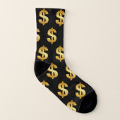 Dollar Sign Gold Black Fun Socks Socken (Links - Innen)