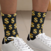 Dollar Sign Gold Black Fun Socks Socken