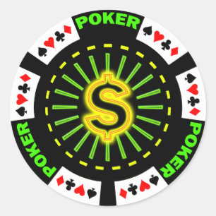 DOLLAR SIGN POKER CHIP RUNDER AUFKLEBER