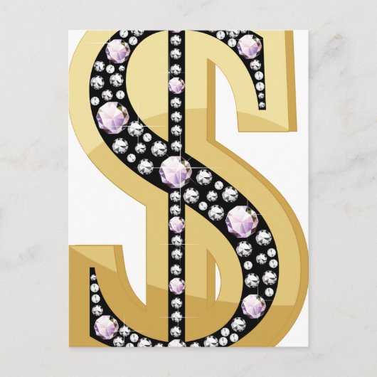 Dollar-Symbol in Diamanten 2 Postkarte (Vorderseite)