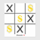 Dollar Tic Tac Toe Aufkleber (Blatt)