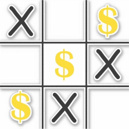 Dollar Tic Tac Toe Aufkleber (Vorderseite)
