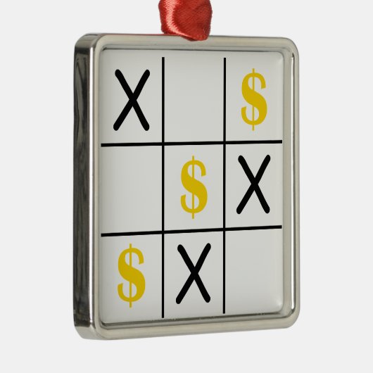 Dollar Tic Tac Toe Silbernes Ornament (Rechts)
