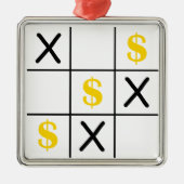 Dollar Tic Tac Toe Silbernes Ornament (Vorne)