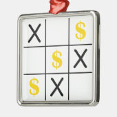Dollar Tic Tac Toe Silbernes Ornament (Links)