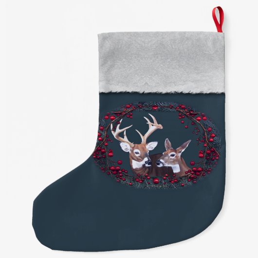 Dollar-und Damhirschkuh-Weiß angebundene Rotwild Großer Weihnachtsstrumpf (Rückseite)