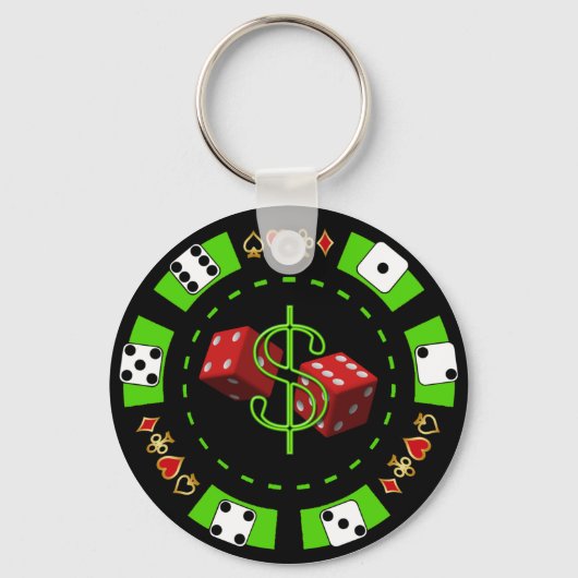 DOLLAR UND DICE POKER CHIP SCHLÜSSELANHÄNGER (Vorderseite)