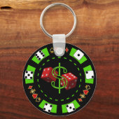 DOLLAR UND DICE POKER CHIP SCHLÜSSELANHÄNGER (Vorderseite)