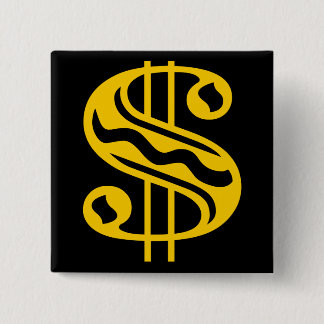 Dollar-Zeichen - gelb Button