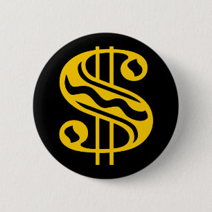 Dollar-Zeichen - gelb Button