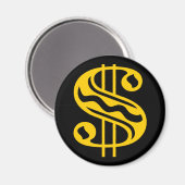 Dollar-Zeichen - gelb Magnet (Vorderseite/Rückseite)