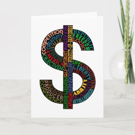 Dollar-Zeichen-Gruß-Karte Karte (Vorderseite)