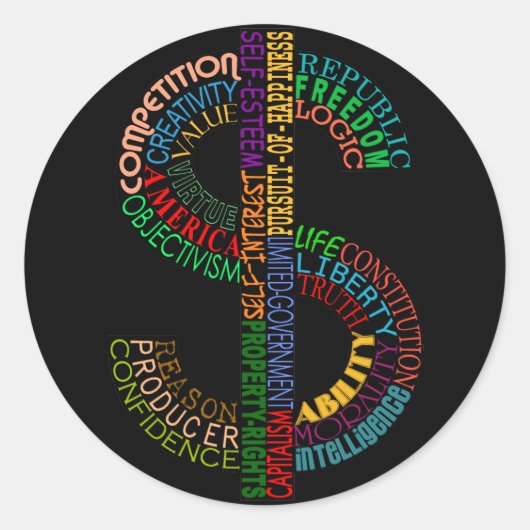 Dollar-Zeichen Runder Aufkleber (Vorderseite)