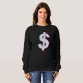 Dollar-Zeichen Vaporwave-Ästhetische Glitch Sweatshirt (Vorne ganz)